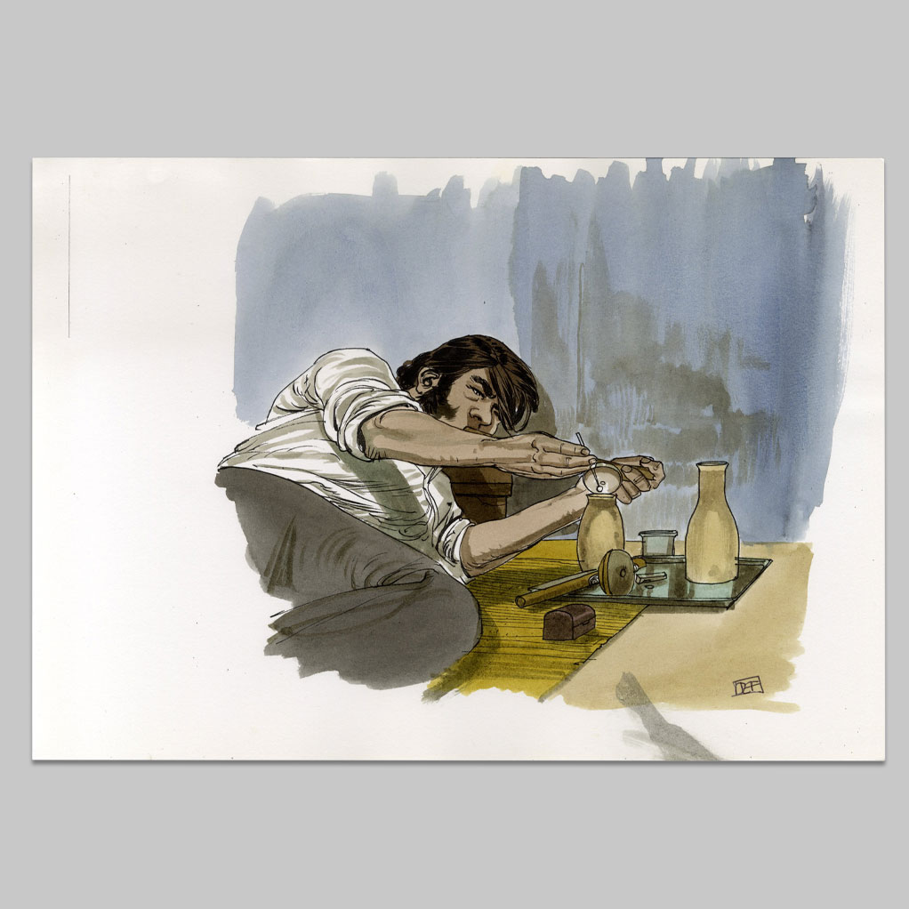 Illustration homme fumerie opium